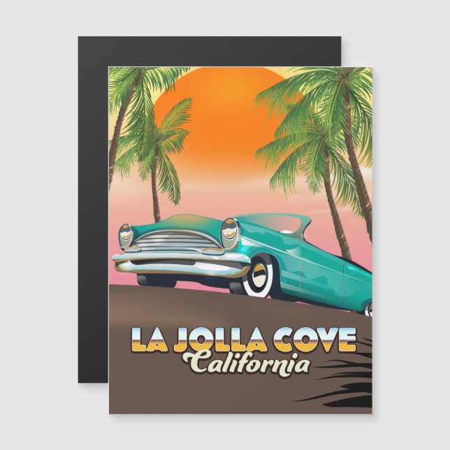 La Jolla Cove California Reiseplakat Magnetkarte (Vorne/Hinten)