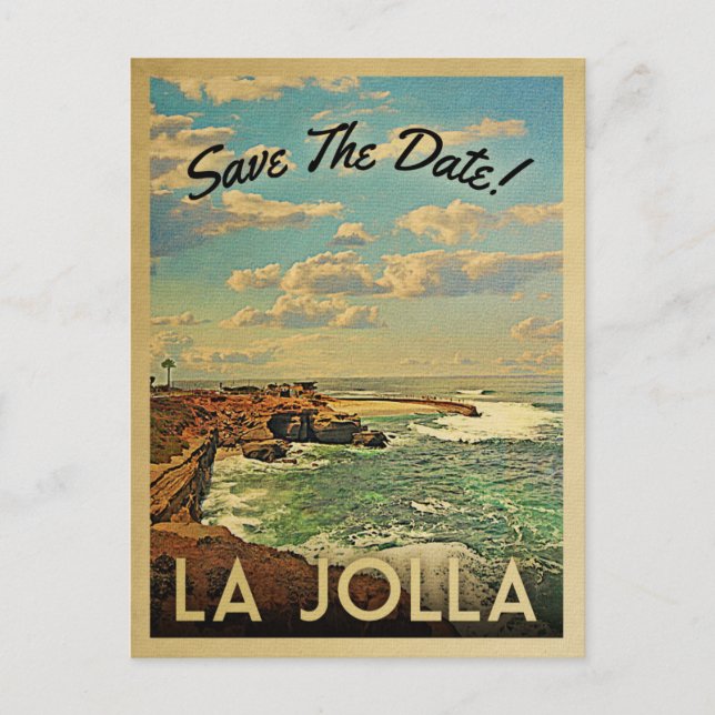 La Jolla Enregistrer La Date Cartes Postales Vinta (Devant)
