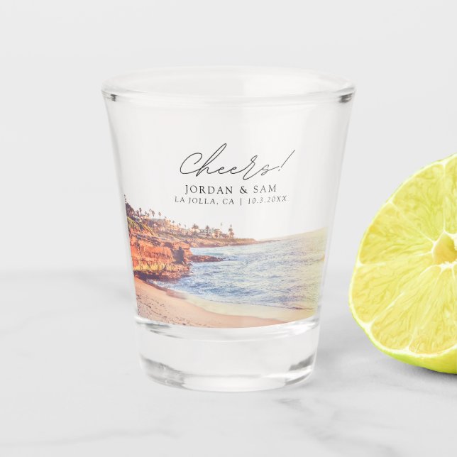 La Jolla Foto Gastgeschenk Hochzeit Cheers Shot Gl Schnapsglas (Vorderseite)