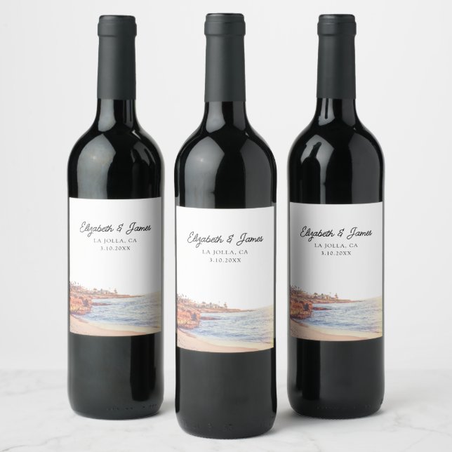 La Jolla Gastgeschenk Hochzeit San Diego Personali Weinetikett (Flaschen)