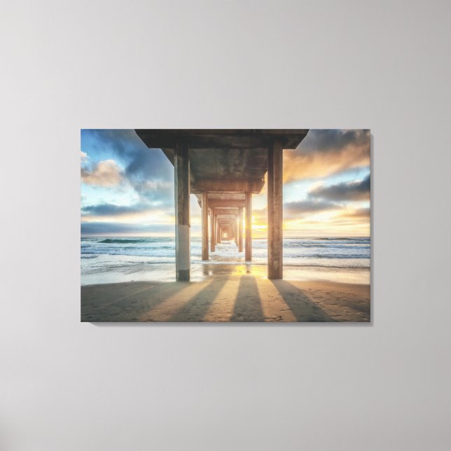 La Jolla, Scripps Pier bei Sonnenuntergang | San D Leinwanddruck (Vorderseite)