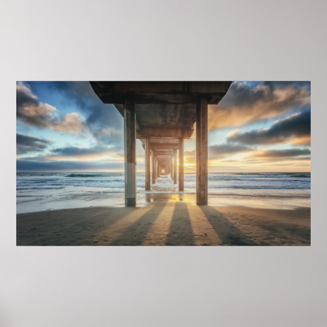 La Jolla, Scripps Pier bei Sonnenuntergang | San D Poster (Vorne)