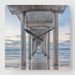 La Jolla, Scripps Pier Quadratische Wanduhr