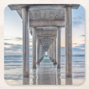 La Jolla, Scripps Pier Rechteckiger Pappuntersetzer