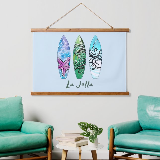 La Jolla Surfboards Wandteppich Mit Holzrahmen (Wohnzimmer)