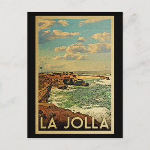 La Jolla Vintage Reise - Kalifornien Küste Postkarte