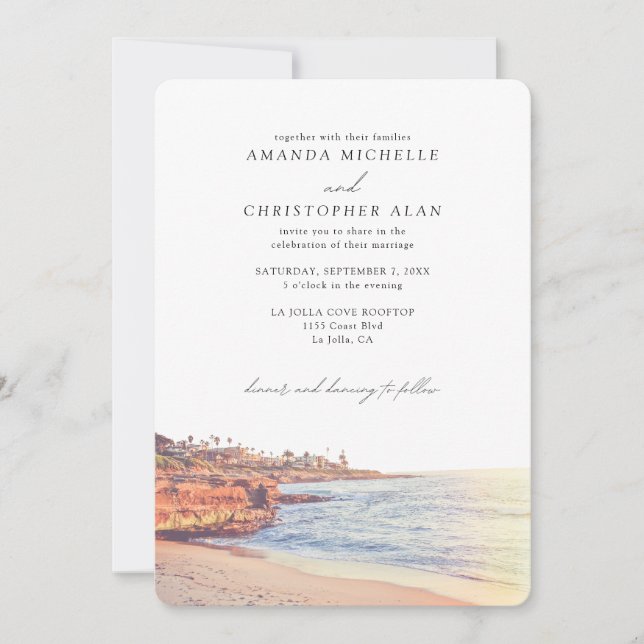 La Jolla Wedding Custom San Diego Beach Foto Einladung (Vorderseite)