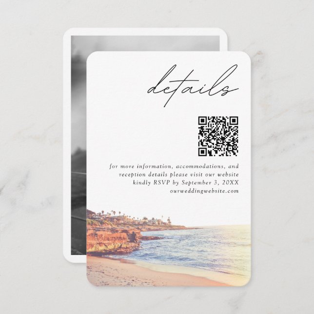 La Jolla Wedding Modern Details QR Code Begleitkarte (Vorne/Hinten)