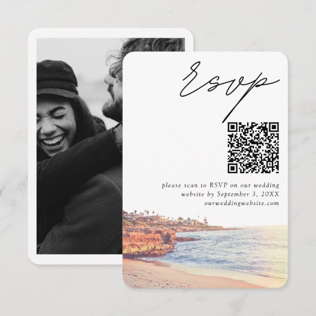 La Jolla Wedding Modern UAWG QR Code Begleitkarte (Vorne/Hinten)