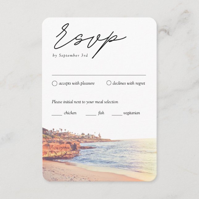 La Jolla Wedding Traditionelle UAWG Meal Option Begleitkarte (Vorderseite)