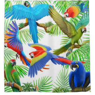 La jungle colorée d'ara Parrots des rideaux en
