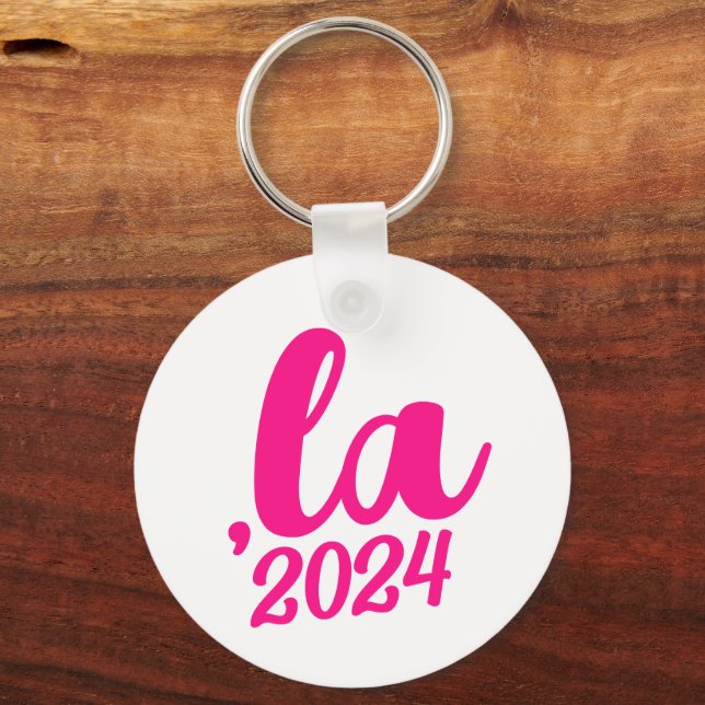 ,la Kamala comma pronounce 2024 heißen rosa Text Schlüsselanhänger (Vorderseite)