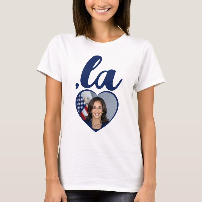 ,la KAMALA Foto Herzblauer Demokratischer Text T-Shirt (Vorderseite)