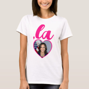 ,la KAMALA Foto Herzlich rosa Demokratische Texte T-Shirt