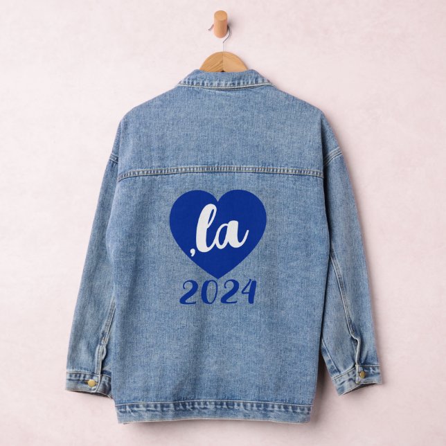 ,la KAMALA heart 2024 blue script text Jeansjacke (Hangar)
