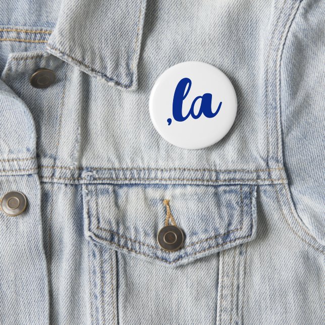 "la  Kamala Komma ausgesprochen blauer Text" Button (Beispiel)