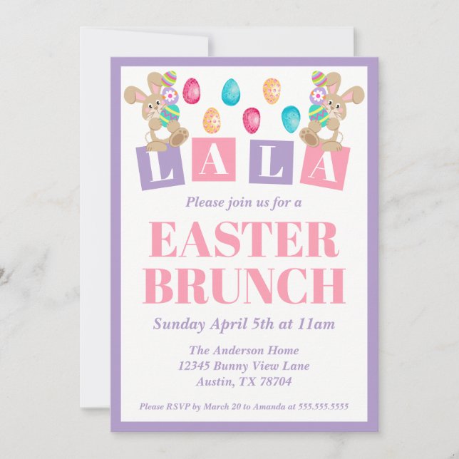La La Easter Bunny Easter Brunch Invitation (Devant)