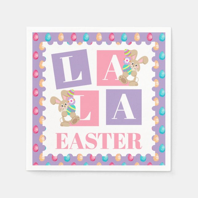 La La Easter Bunny Egg Hunt Party Serviette (Vorderseite)