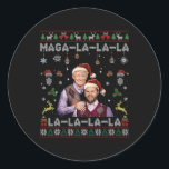 La La La Donald Trump Potus 47 Ugly Christmas Swea Runder Aufkleber<br><div class="desc">La La La Donald Trump Potus 47 Ugly Christmas Sweater 1</div>