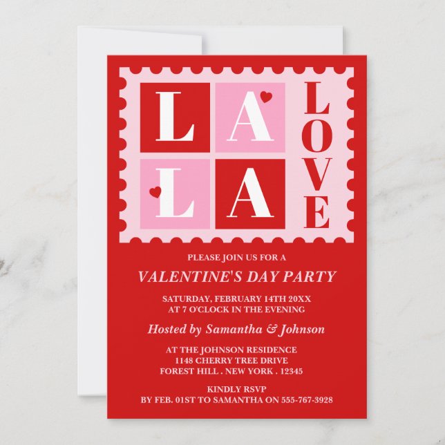 La La Love Valentine’s Day Party Invitation (Devant)