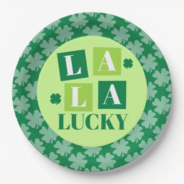 La La Lucky St. Patrick’s Day Grün Pappteller (Vorderseite)