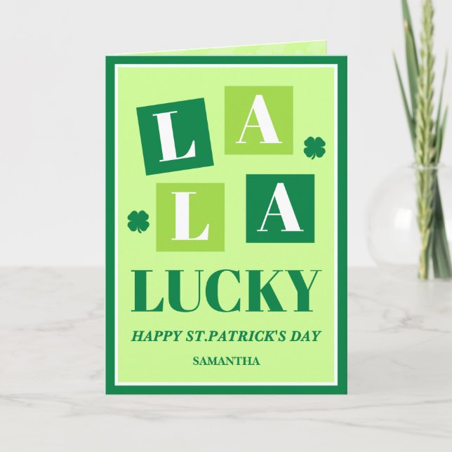 La La Lucky St. Patrick’s Day Karte (Vorderseite)