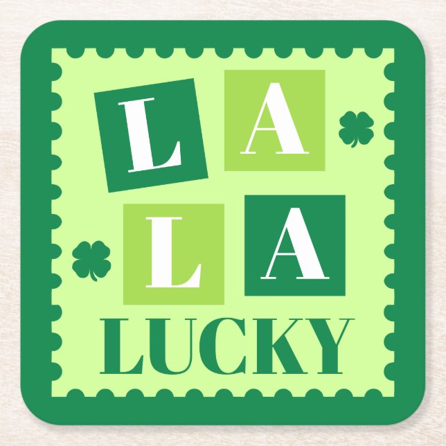 La La Lucky St. Patrick’s Day Rechteckiger Pappuntersetzer (Vorderseite)
