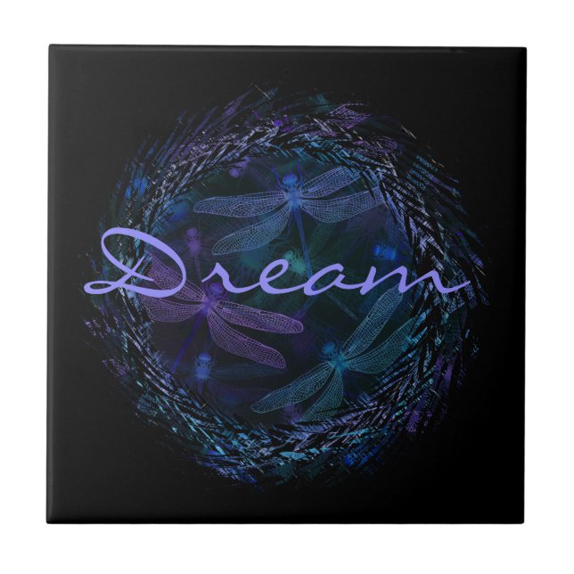 La "libellule rêve" - le carreau de céramique (Devant)