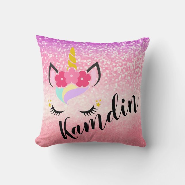 La licorne personnalisée Ombre se fanent coussin (Recto)