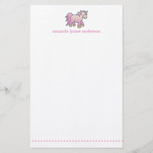 La licorne rose personnalisée badine la papeterie (Devant)