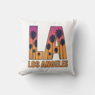 LA Los Angeles Palm Trees Sunset Retro Design Kissen
