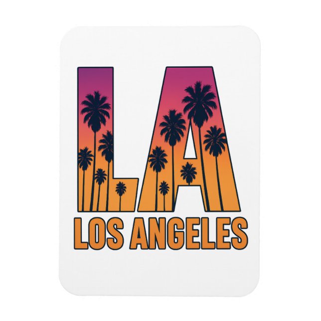 LA Los Angeles Palm Trees Sunset Retro Design Magnet (Vertikal)