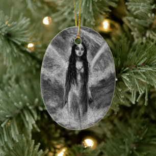 La Luna Dark Angel Fairy Goth Woman Originelle Kun Keramik Ornament