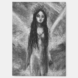 La Luna Dark Angel Goth Schwarz-Weiß Fantasy-Kunst Magnet