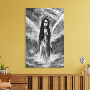 La Luna Dunkler Engel Feenfrau Goth Fantasy Kunst Leinwanddruck