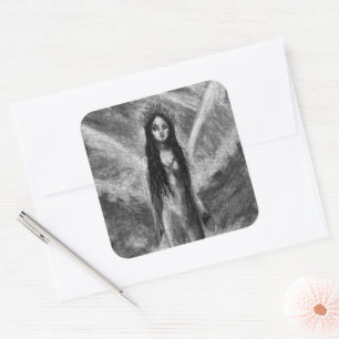 La Luna Dunkler Engel Feenfrau Goth Fantasy Kunst Quadratischer Aufkleber