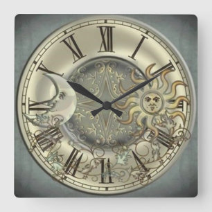 La Luna y el Sol Quadratische Wanduhr