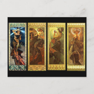 La Lune et les étoiles vintage Mucha carte postale