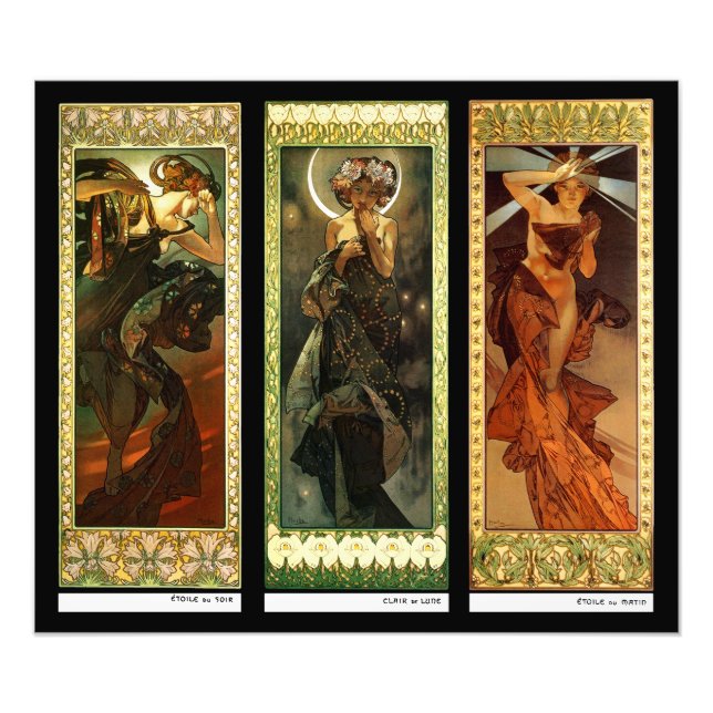 La lune et les étoiles von Alphonse Mucha Fotodruck (Vorne)