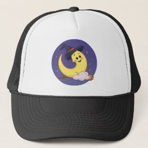 La lune porte une sorcière casquette