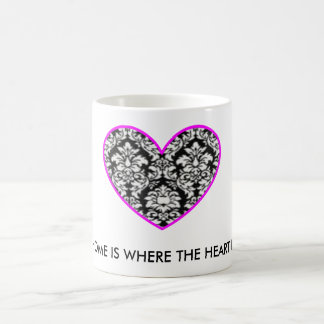 La MAISON EST OÙ LE COEUR EST tasse de damassé