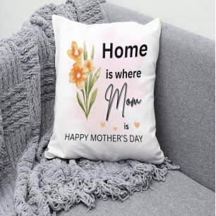 La maison où maman est Coussin - Fête des mères fl