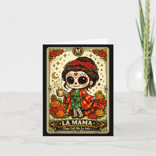 La Mama ruft La Jefa Zucker-Schädel-Skelett-Design Karte