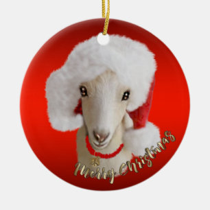La Mancha Chèvre Santa Hat Ornement de Noël