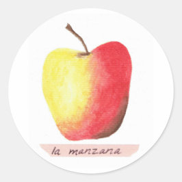 La manzana / Der Apfel Spanisch lernen Runder Aufkleber
