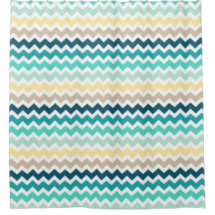 La marine Chevron jaune turquoise barre le rideau