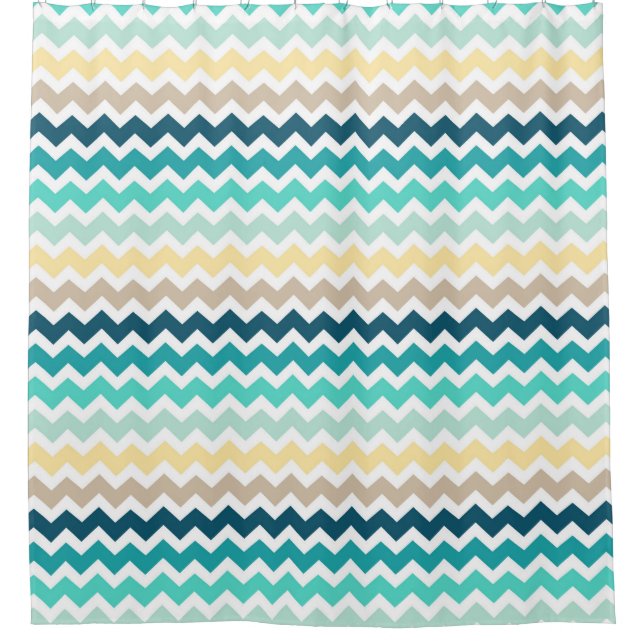 La marine Chevron jaune turquoise barre le rideau (Devant)
