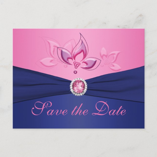 La marine et la flore rose sauvez la date Carte po (Devant)