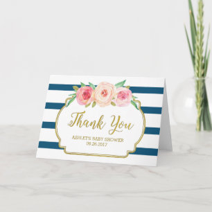 La Marine rose Florale rayonne Baby shower Merci
