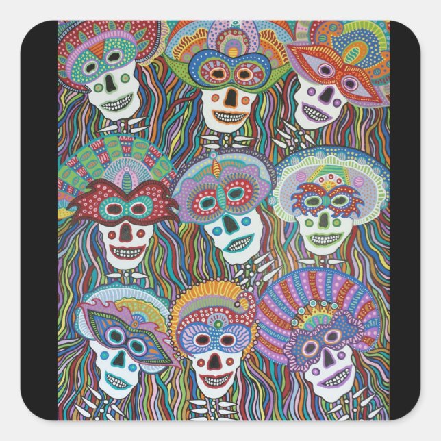 La Mascarada de los Muertos Quadratischer Aufkleber (Vorderseite)